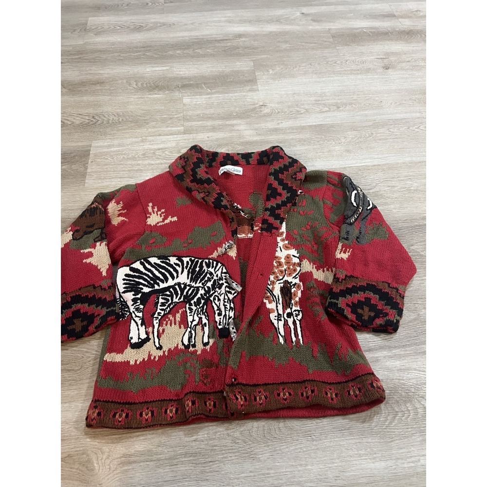 Alexa grace Cardigan Sweater Safari Zoo‎ Animals 3D Effects Size Lg
